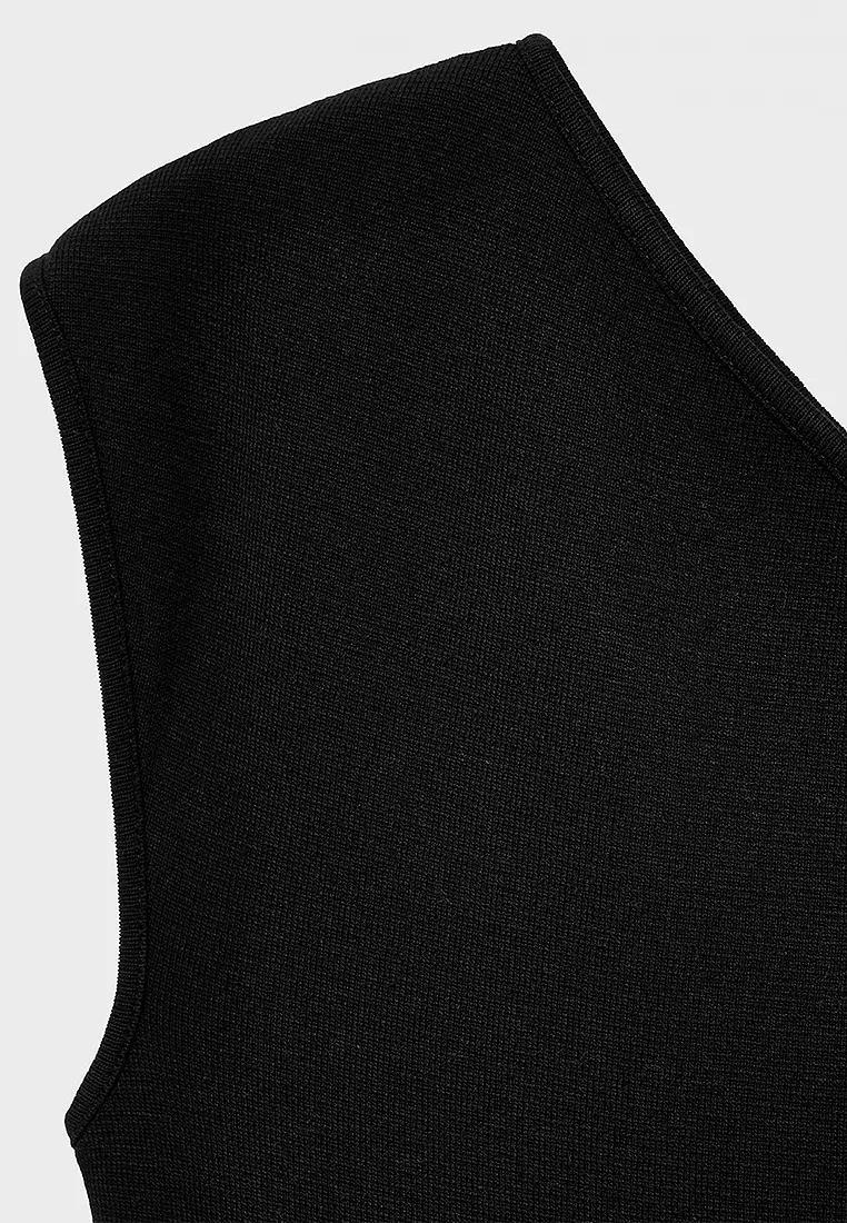 Asymmetrical Combined-Knit Dress