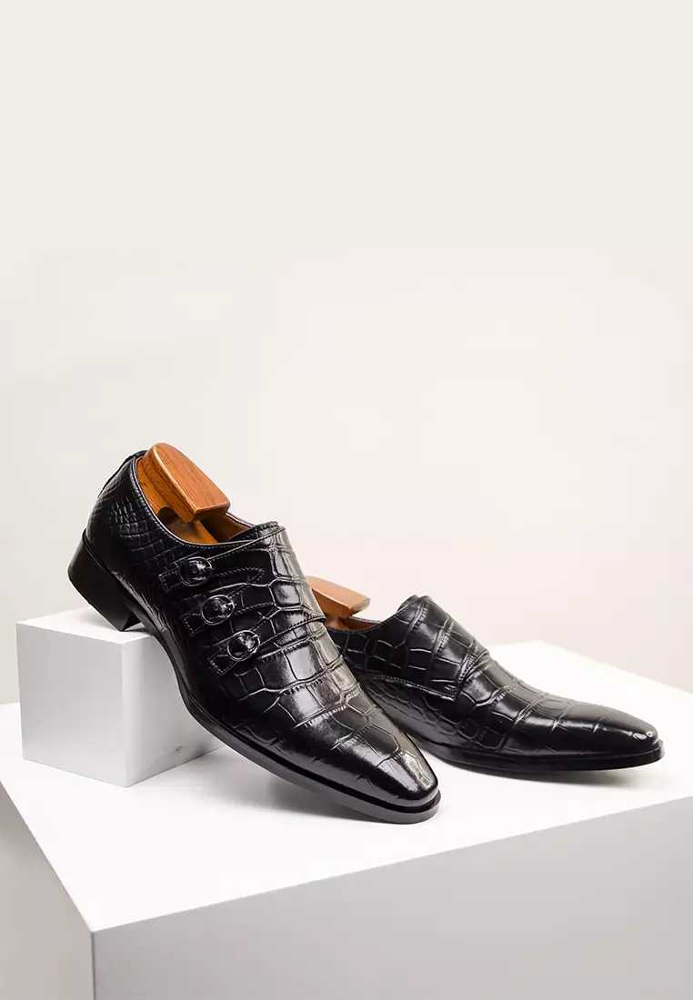 Alligator Pattern Leather Monk Strap Shoes MK5009-6