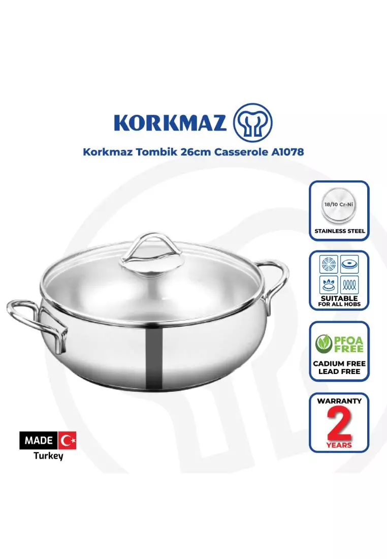 Poêle wok, acier inoxydable, 28cm / 3,5L, Nora - Korkmaz