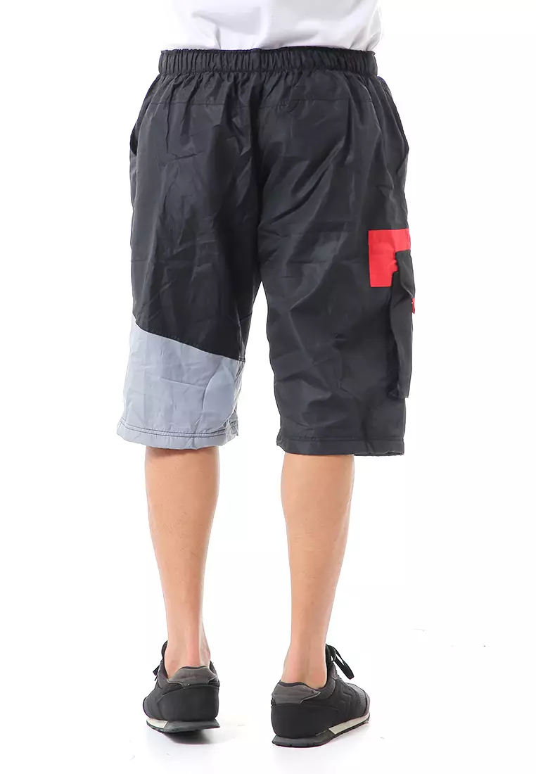 Grissham Celana Cargo Pendek Pria Short Pants Kasual Material Parasut ORIGINAL - Black