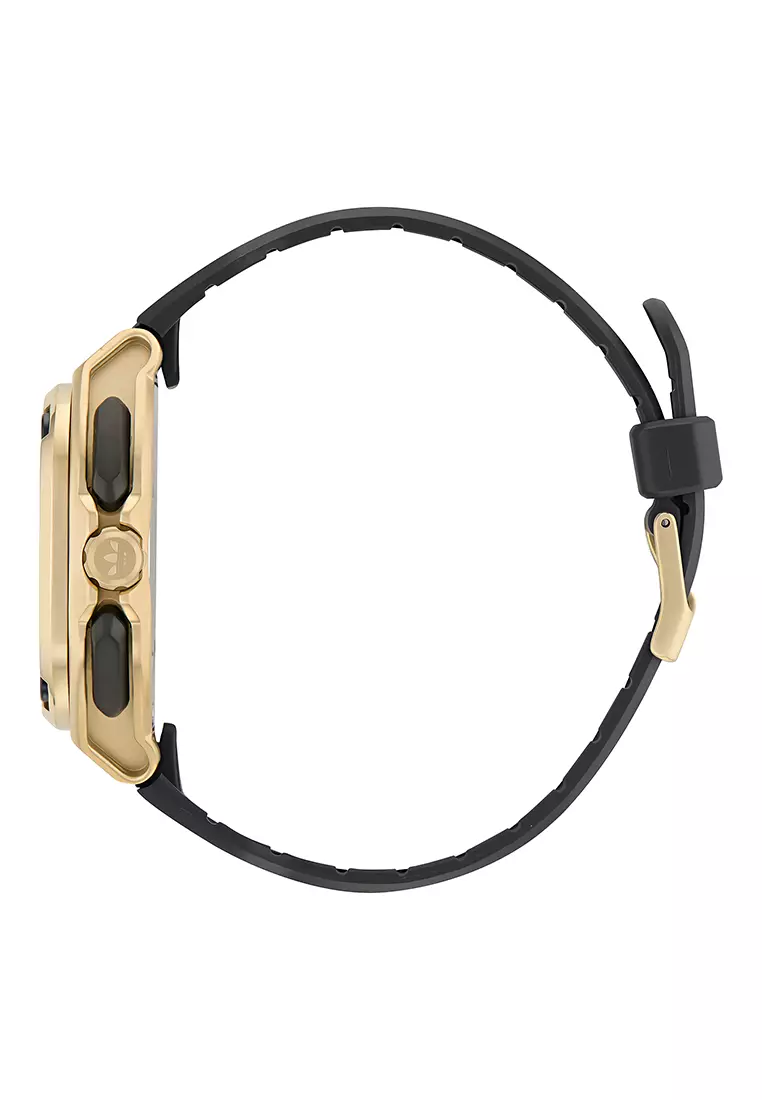 Adidas Gents City Tech Three Chrono Men's Watch - Gold Stainless Case and Silicone Band - AOFH24018