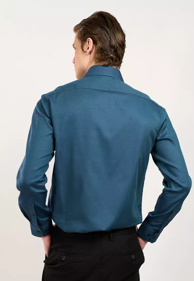 Buy Hechter Paris Men's Slim Fit Teal Dobby Texture Long Sleeve Shirt 2026  Online | ZALORA Philippines