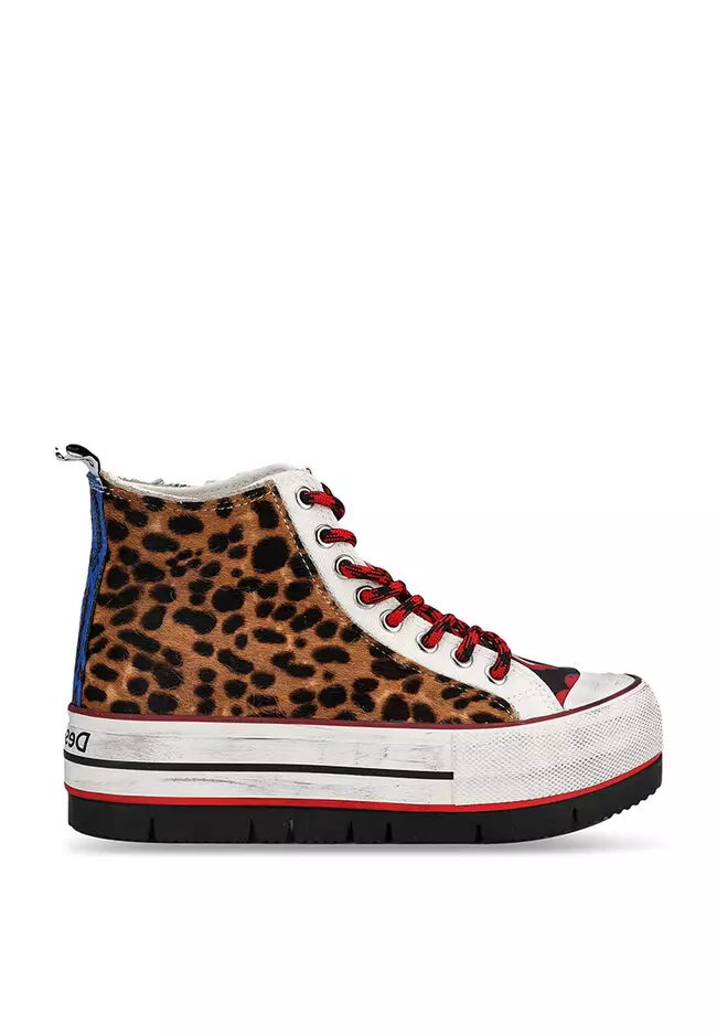 Discount on Desigual  shoes - SKU: Animal Patchwork High Top Sneakers