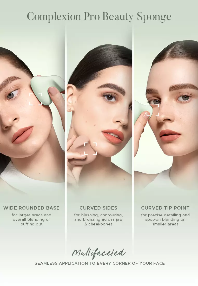 Complexion Pro Beauty Sponge in Sage Set of 4 [Ergonomically-Shaped Makeup Sponge]