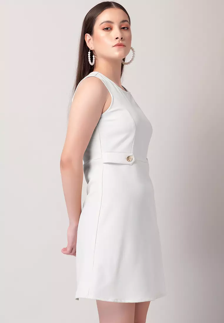 White Sleeveless A-Line Dress