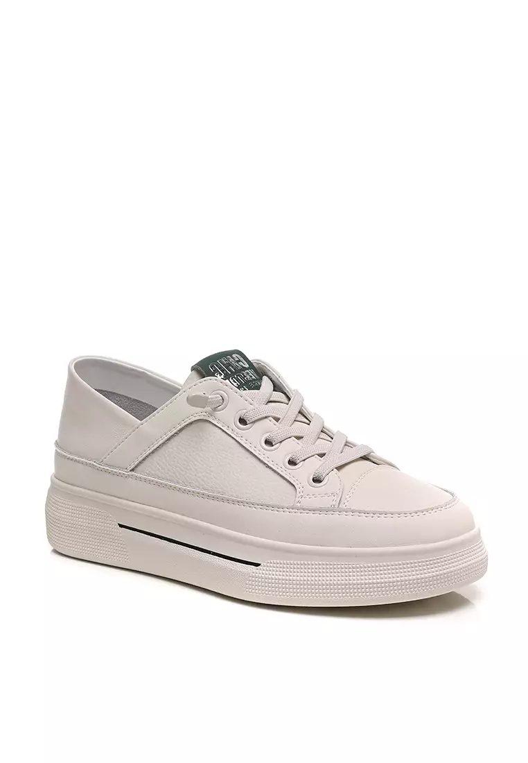 Genuine Leather Flat White Sneakers RX-Y5990