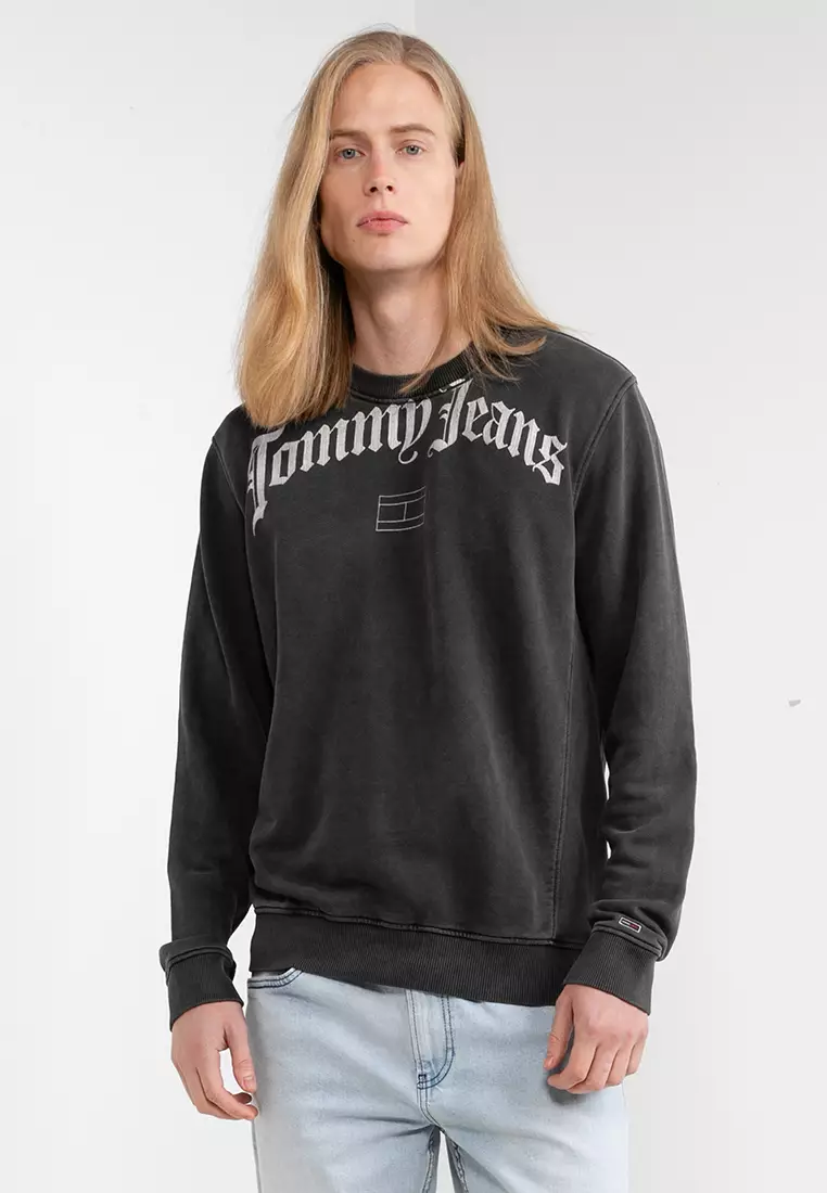 Buy Tommy Hilfiger Grunge Arch Logo Sweatshirt - Tommy Jeans