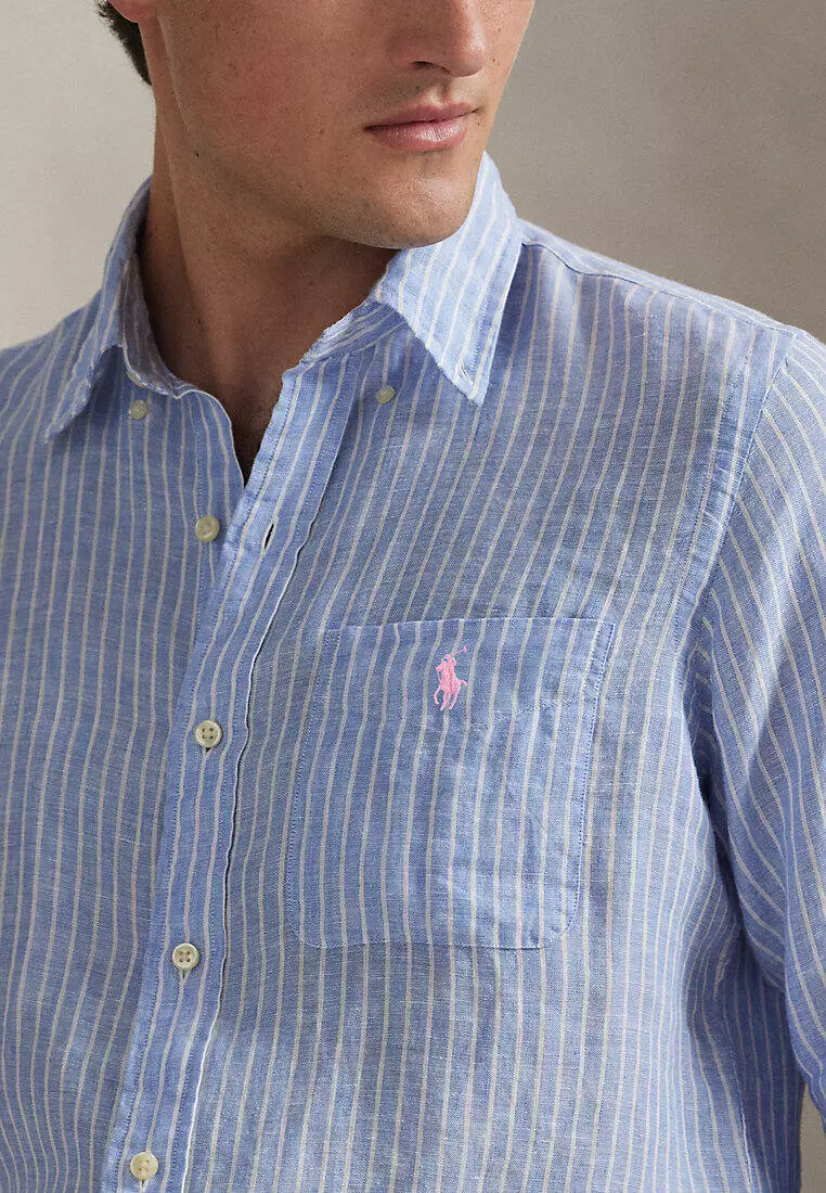 Classic Fit Striped Linen Shirt