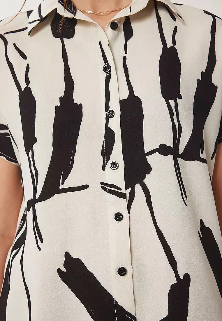 Patterned Short Sleeve Viscose Shirt