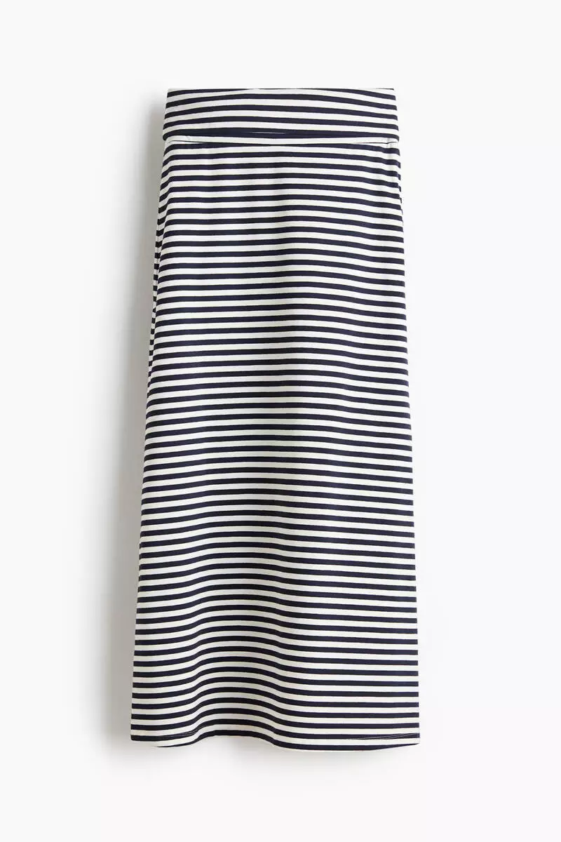 Foldover-waist cotton skirt