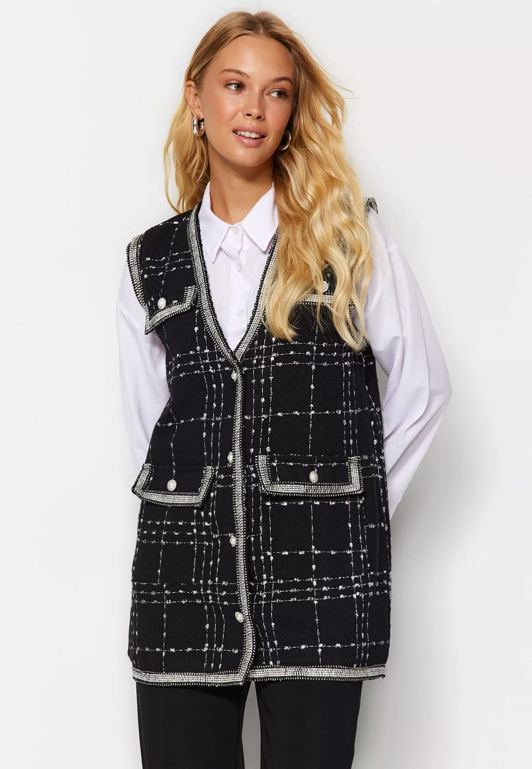 Tweed Long Vest