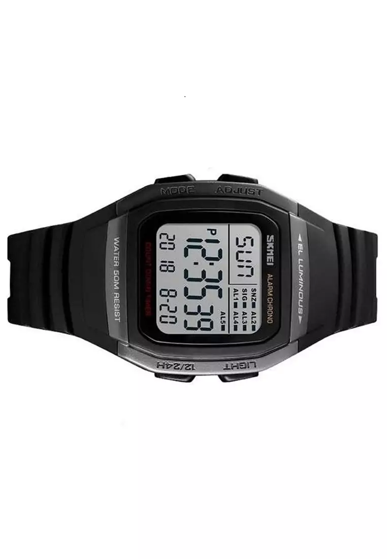 Jam Tangan Kasual Digital Pria Waterproof 50m Strap Tali Material Silicone TE42 ORIGINAL