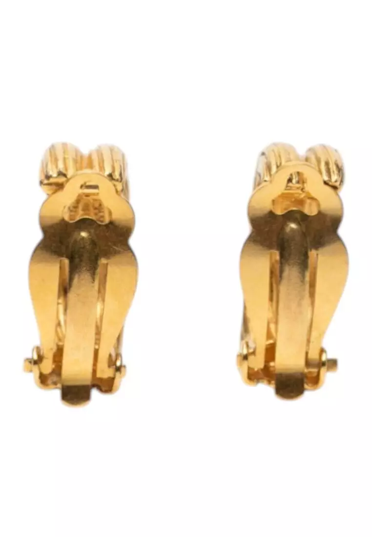 Pre-Loved Chanel Cc Gold Plated Clip On Earrings