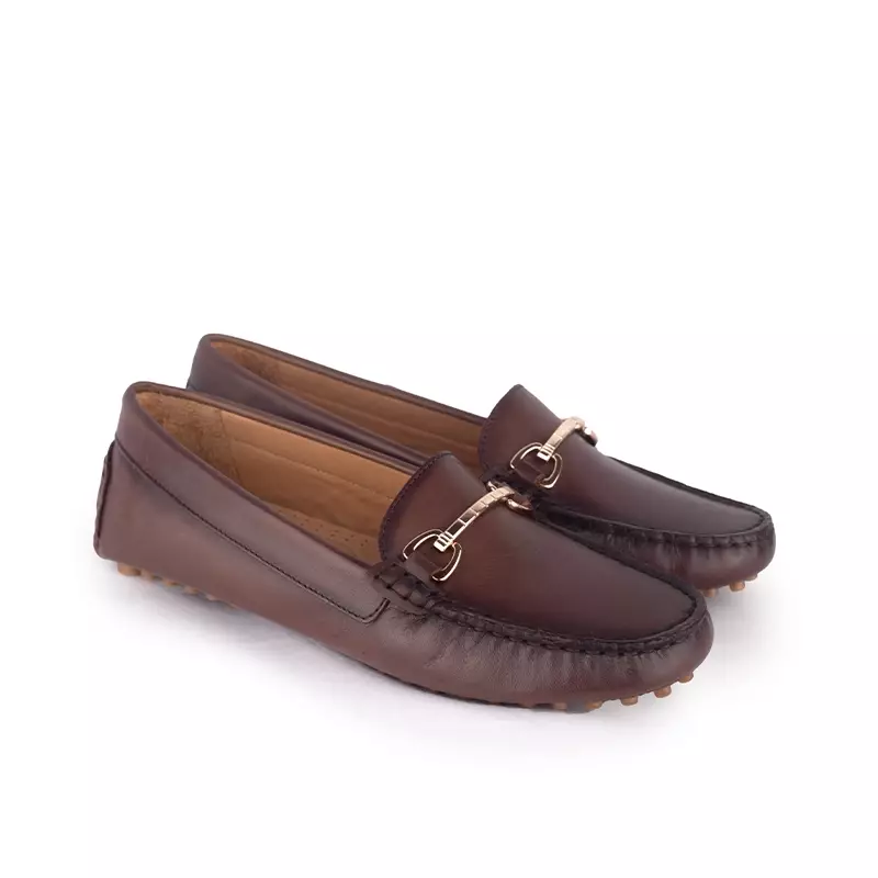Sepatu Casual Wanita Loafer Moccasin Gino Mariani Elora 1 Brown