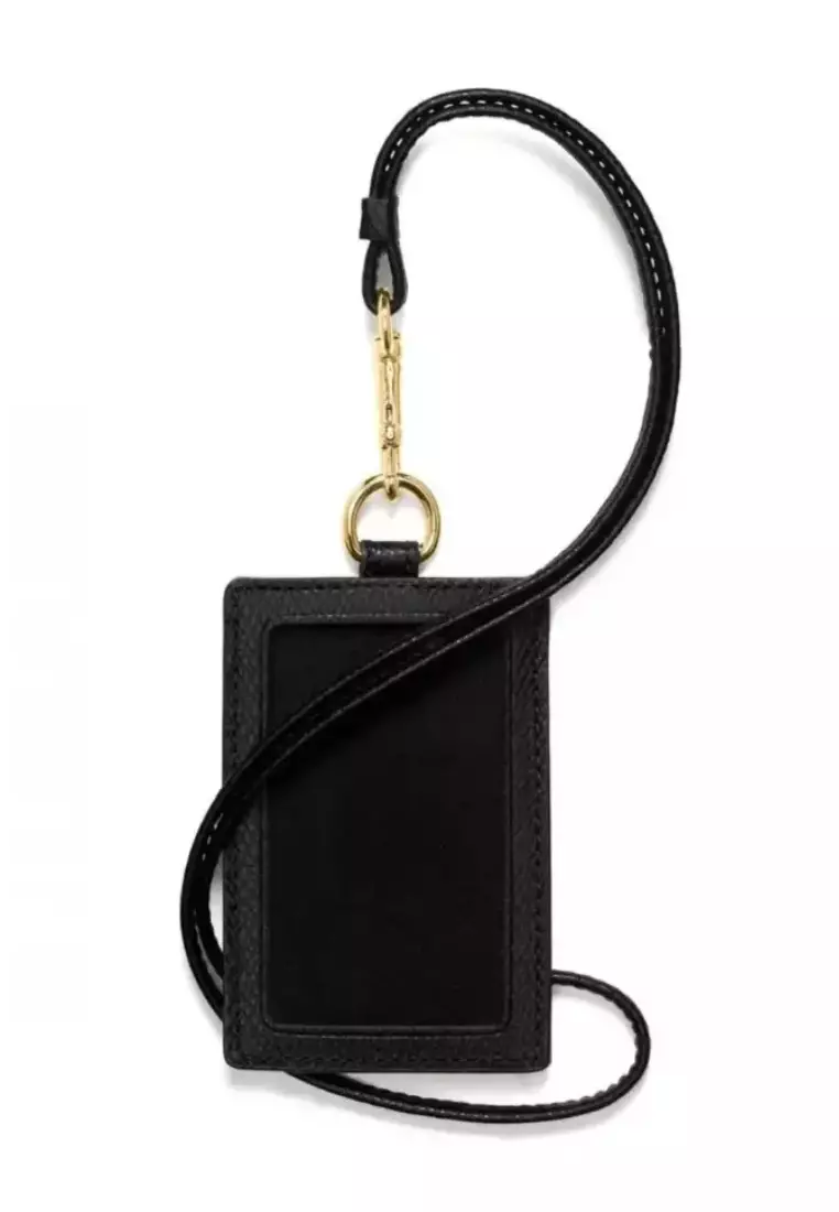 Coach ID Lanyard Crossgrain Leather Black