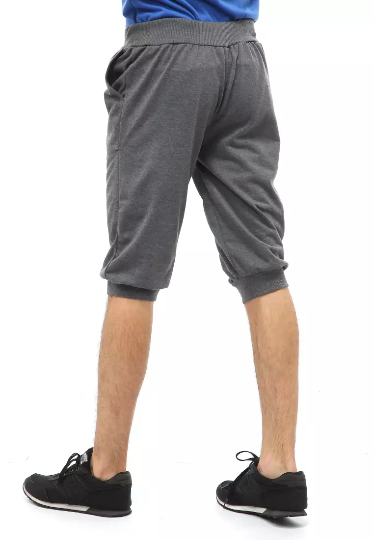 Rishham Short Pants Celana Jogger Pendek Pria Trackpants Material Baby Terry ORIGINAL - Dark Gray