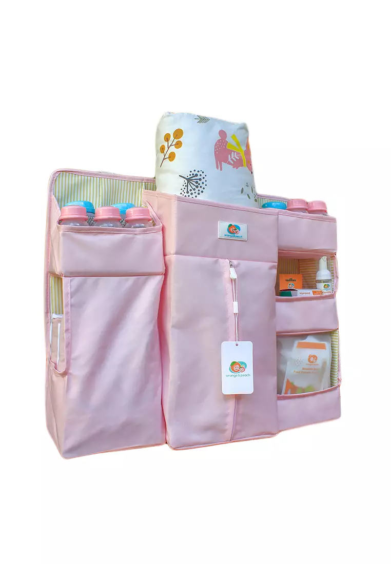 Buy Orange and Peach Premium Crib Organizer or Baby Diaper Caddy