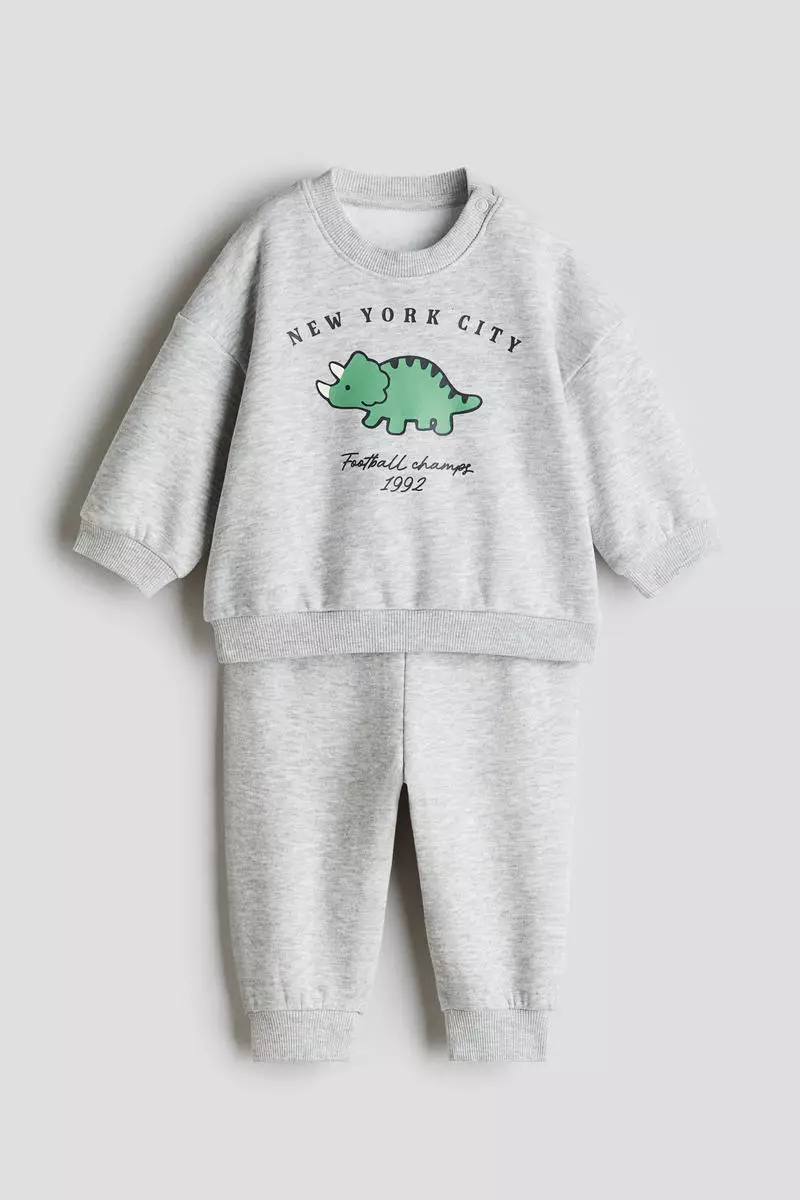 2-piece printed brushed-inside sweatshirt set