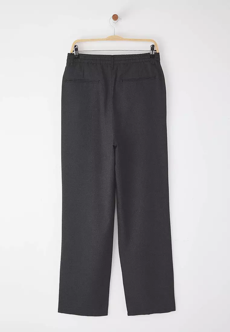 Light Gray Wide Leg Loose Fabric Baggy Trousers Tmnss23Pl00039