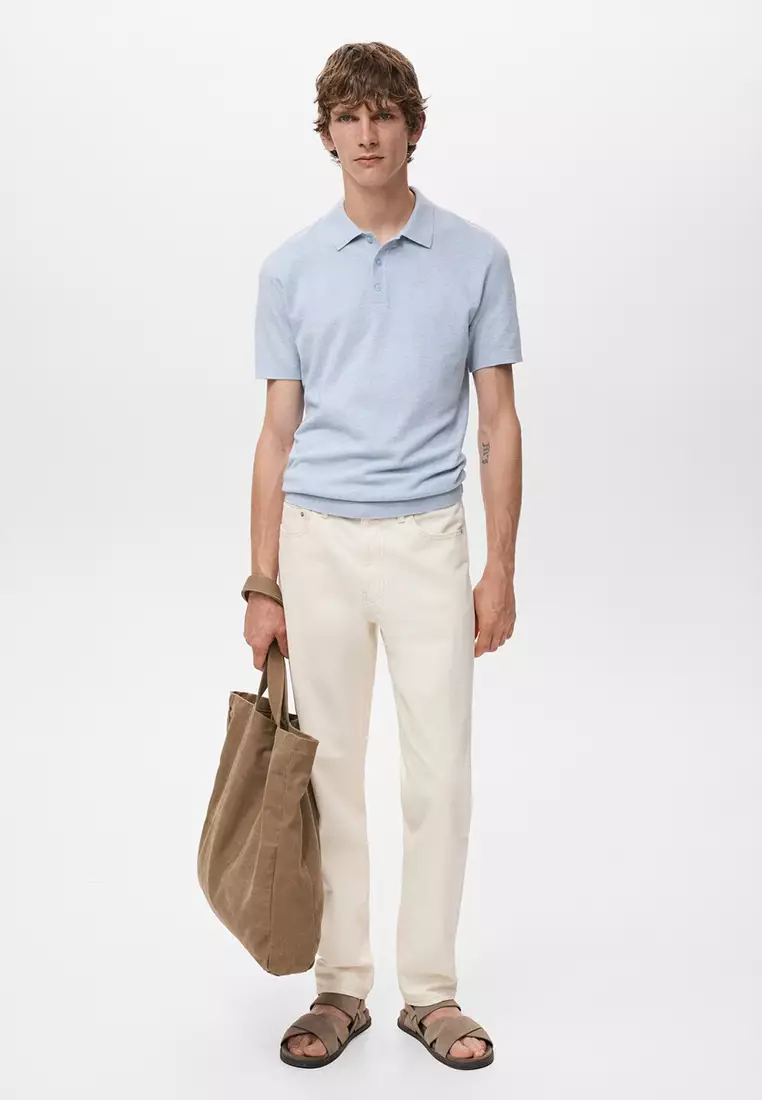 Structured Knitted Slim-Fit Polo Shirt