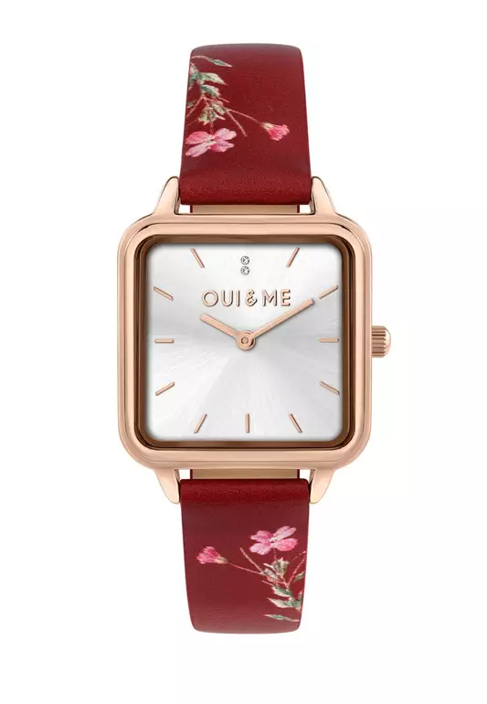 [Sustainable Watch] Oui & Me Harmonie 36.2x27.5mm Rectangular Case Women's Red Recycled Leather Quartz Watch ME010384
