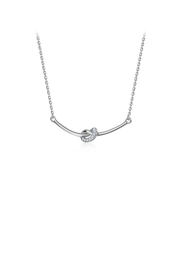 Glamorousky white 925 Sterling Silver Simple Temperament Geometric Knot Necklace with Cubic Zirconia 4197AACDDC9613GS_1