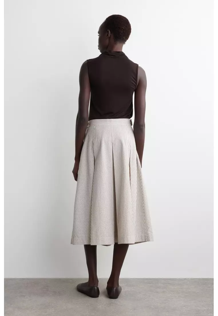 STRIPED A-LINE MIDI SKIRT