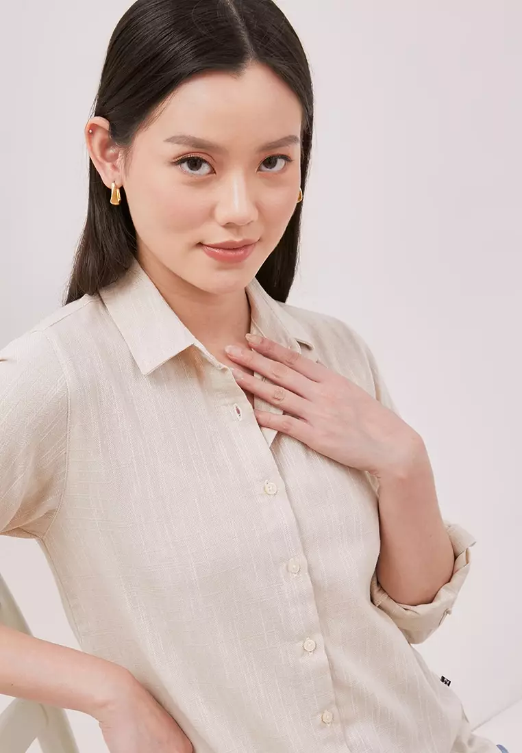 C2 Hefina Khaki Kemeja Casual Wanita