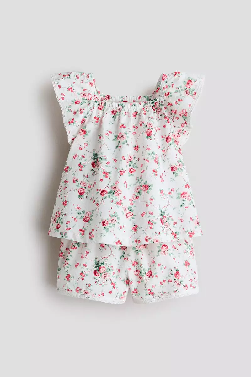 2-piece floral-print plumeti set