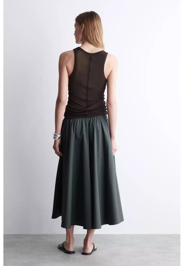 GATHERED A-LINE MIDI SKIRT