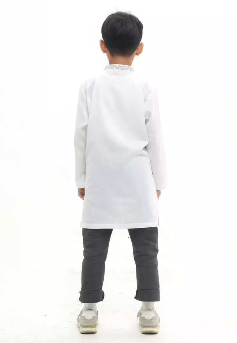 Rabbani - Setelan Jubah Koko Anak Lengan Panjang Jukid Mahdi Exclusive - Broken White