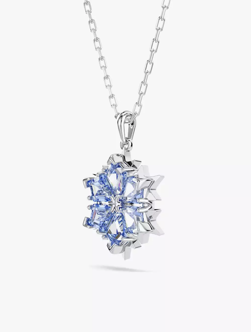 Magic pendant, Snowflake, Blue, Rhodium plated