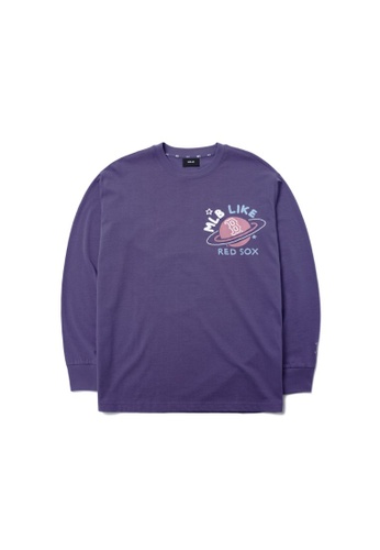 MLB purple KNIT UNISEX Short-sleeve Collar T-shirt B7656AA60D8994GS_1