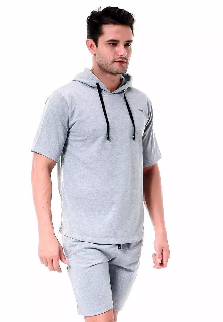Vincent Setelan Hoodie Pria Sweatshirt Set Casual Motif Polos Material Baby Terry ORIGINAL - Gray