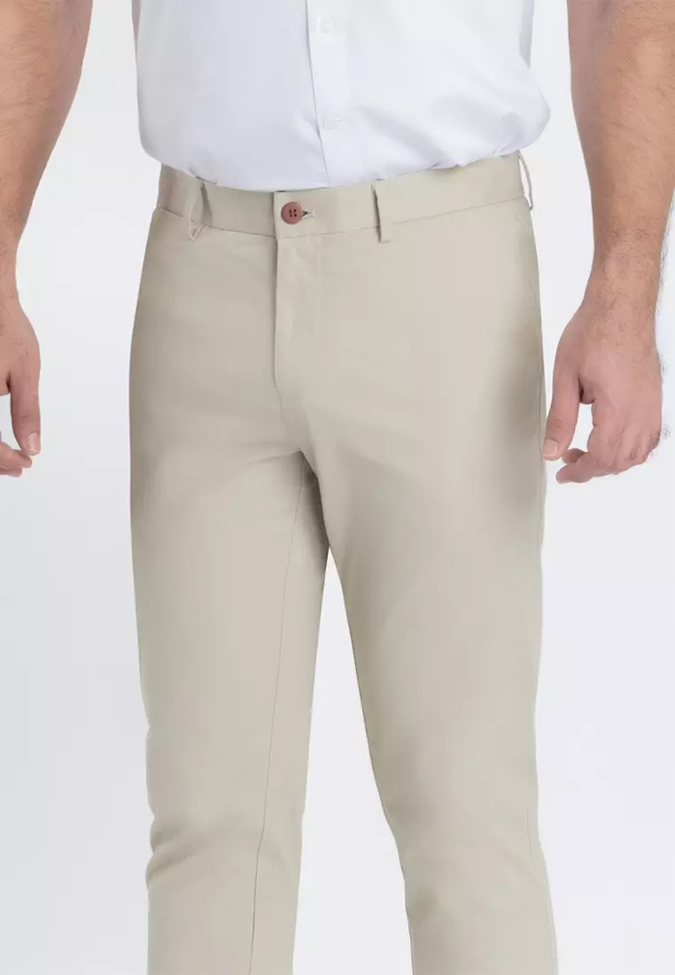 Slim Fit Chino Pants With Pocket Trim