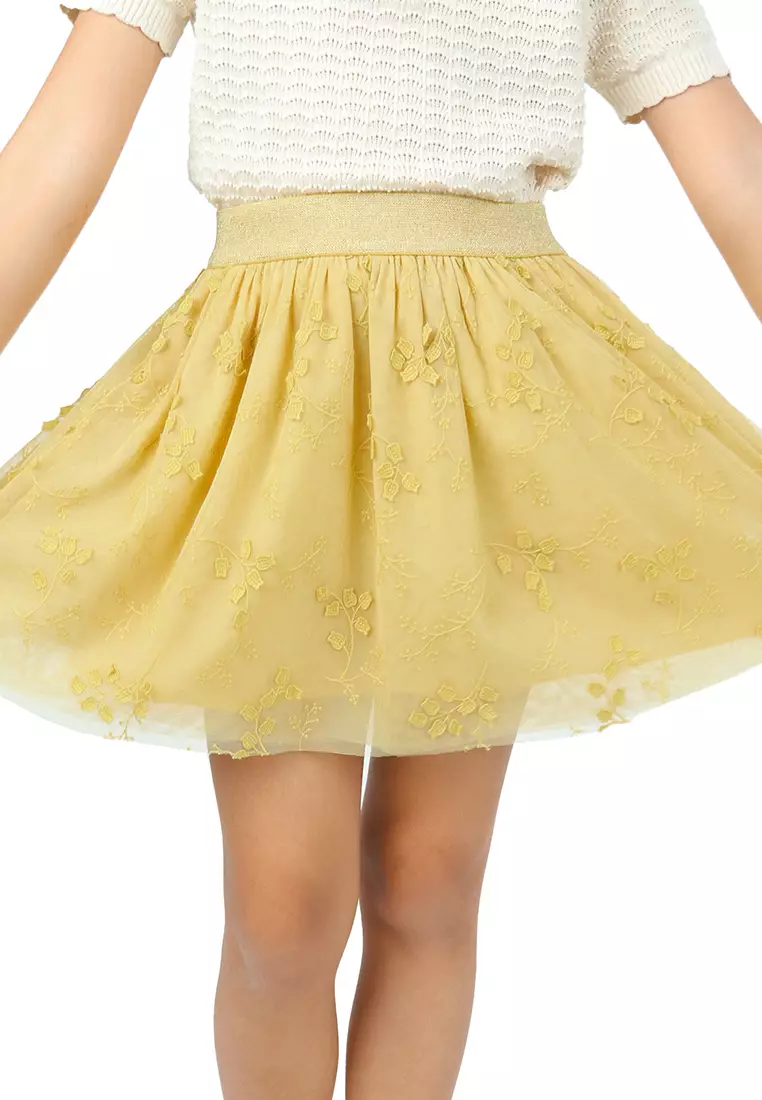 Girls All Over Embroidered Tulle Skirt