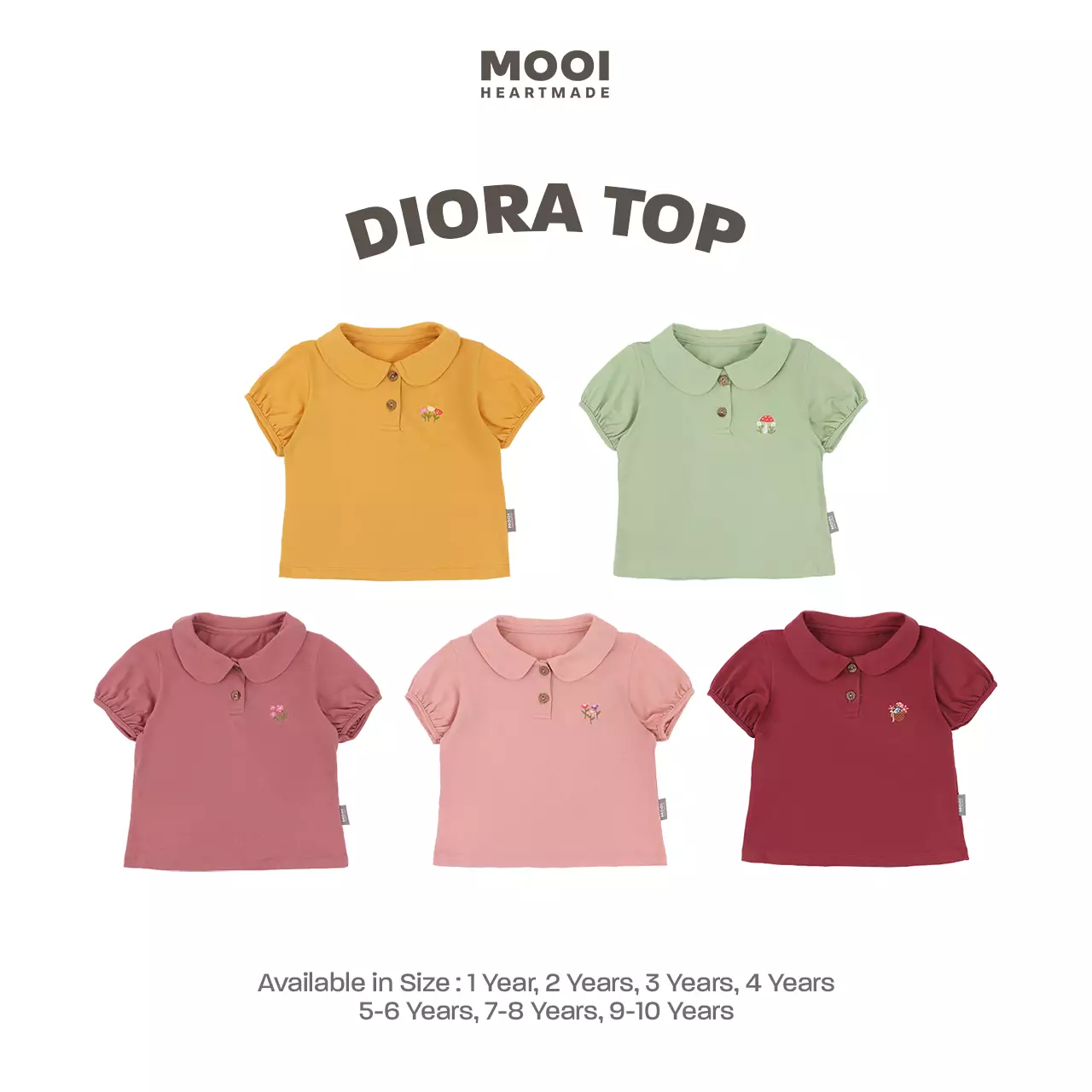 Mooi Atasan Anak Perempuan Diora Top - Berry Red
