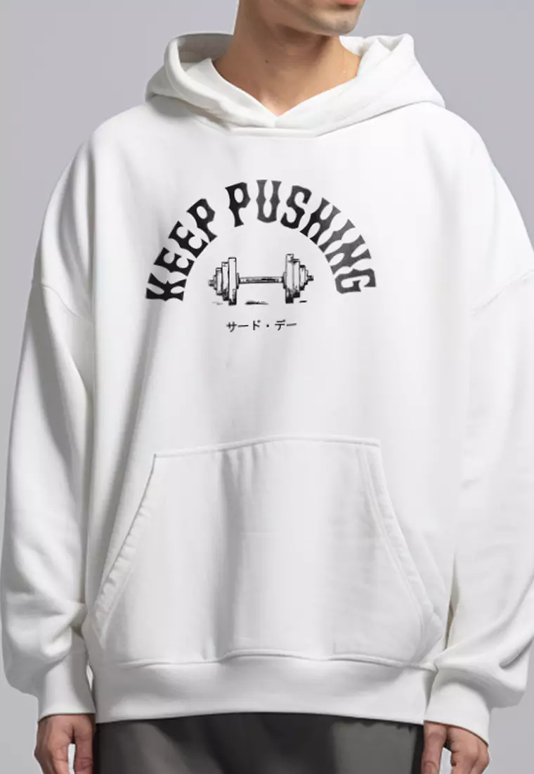 MOB11 Hoodie Oversize ScubaLux "keep pushing" putih