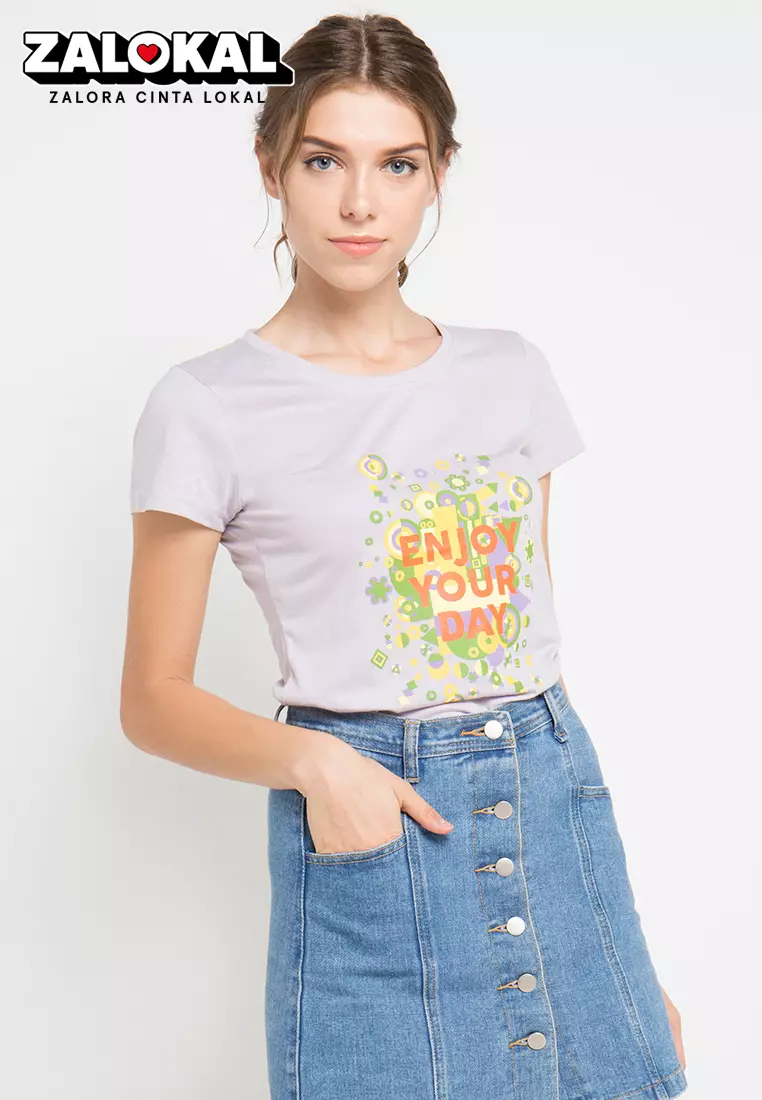 Print Enjoy Your Day short sleeve Tshirt