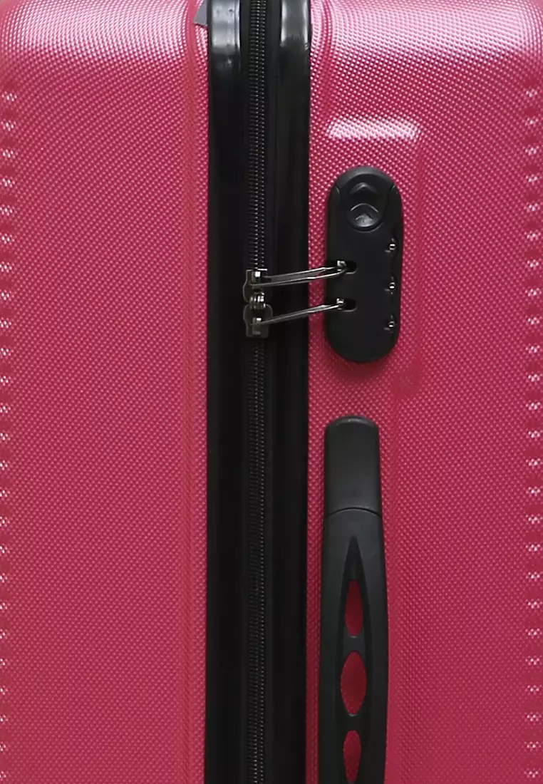 Isvara Tas Koper Hardcase One Set Unisex Large Compartment Suitcase Code Lock System Material ABS+PVC Coated ORIGINAL - Red Pink