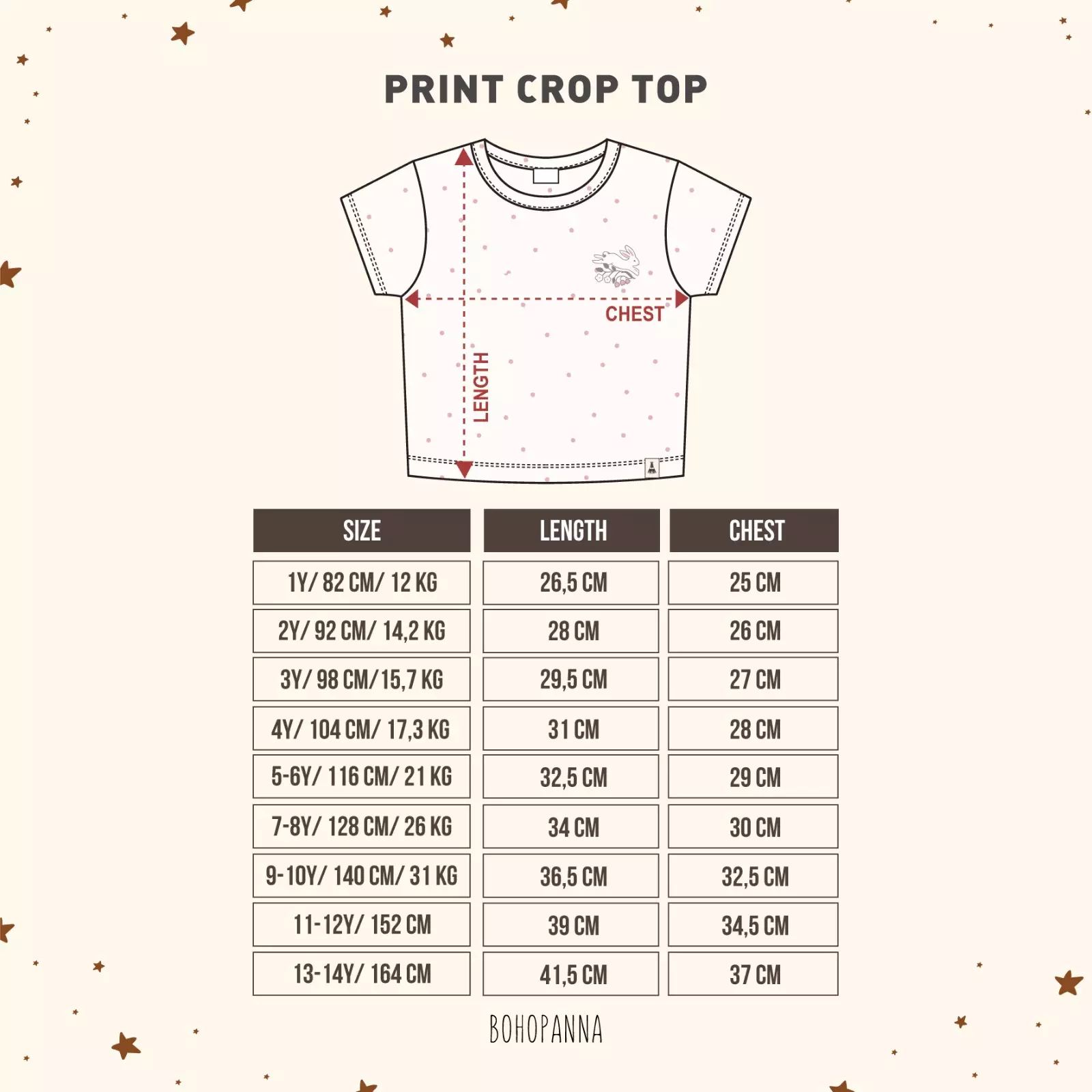 BOHOPANNA - PRINT CROP TOP - KAOS ANAK PEREMPUAN