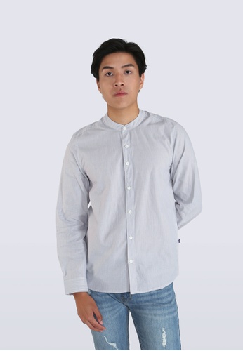 long sleeve mandarin collar shirt