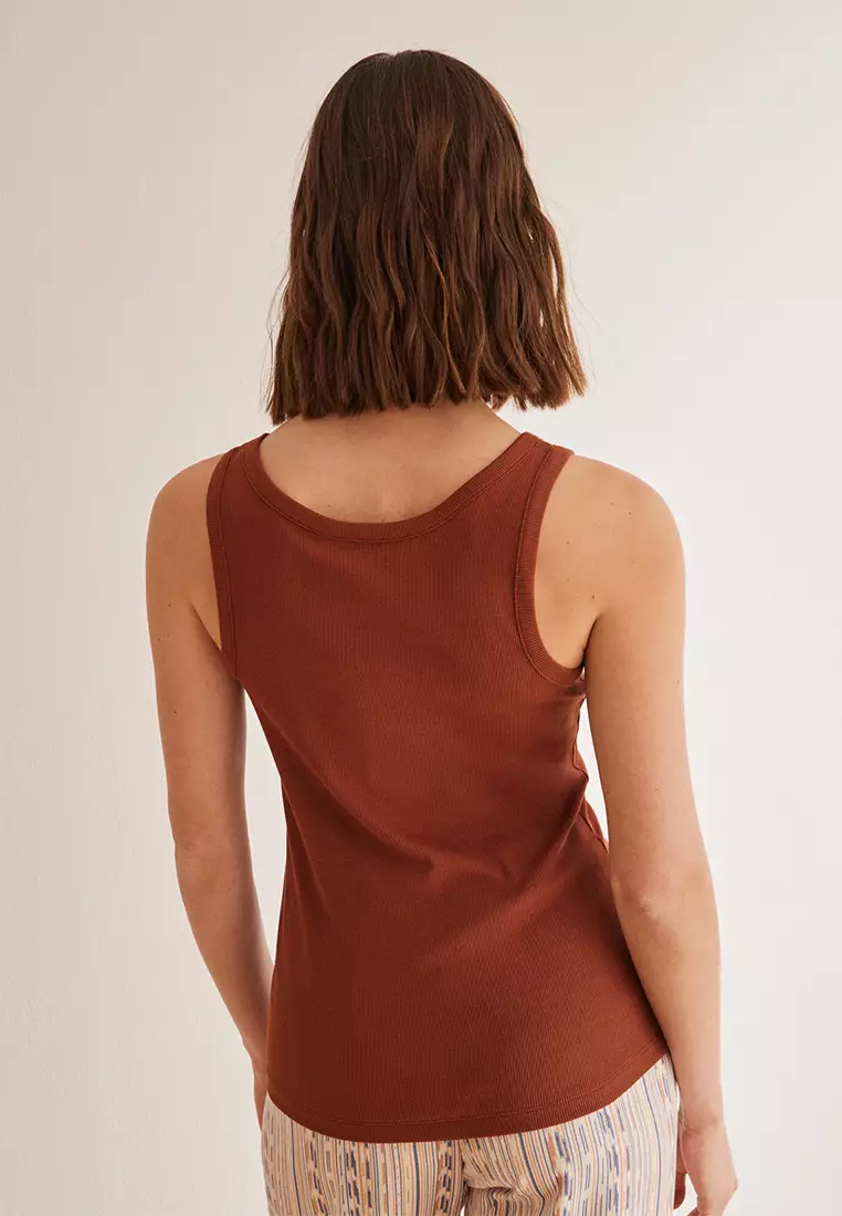 Brown Cotton Vest Top