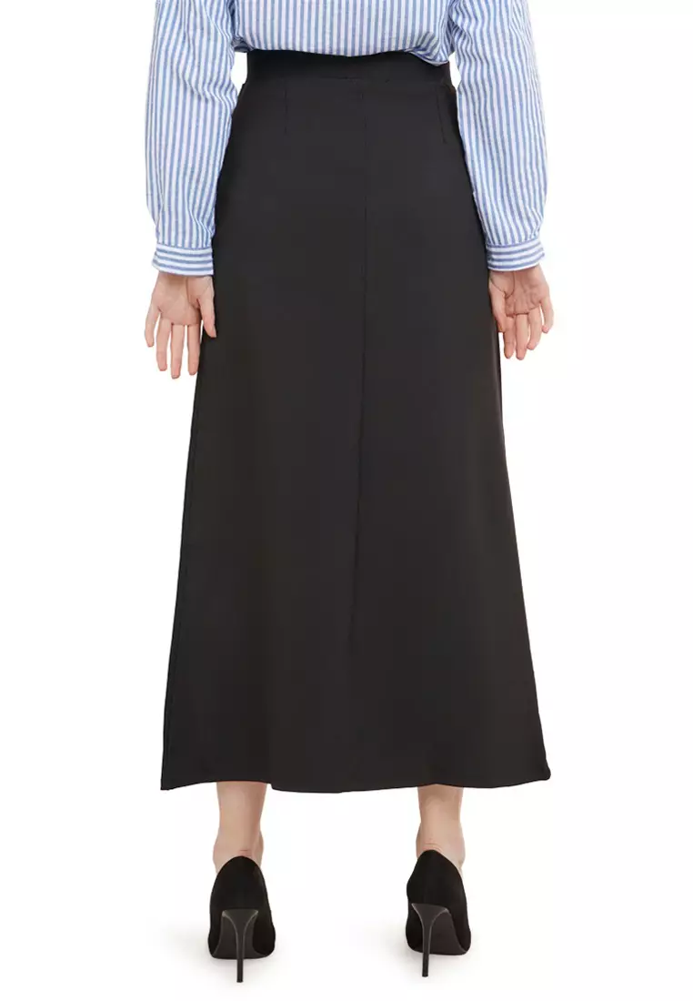 Plain Maxi Skirt Rok Polos Span Panjang Bawahan Wanita Premium Quality - Black