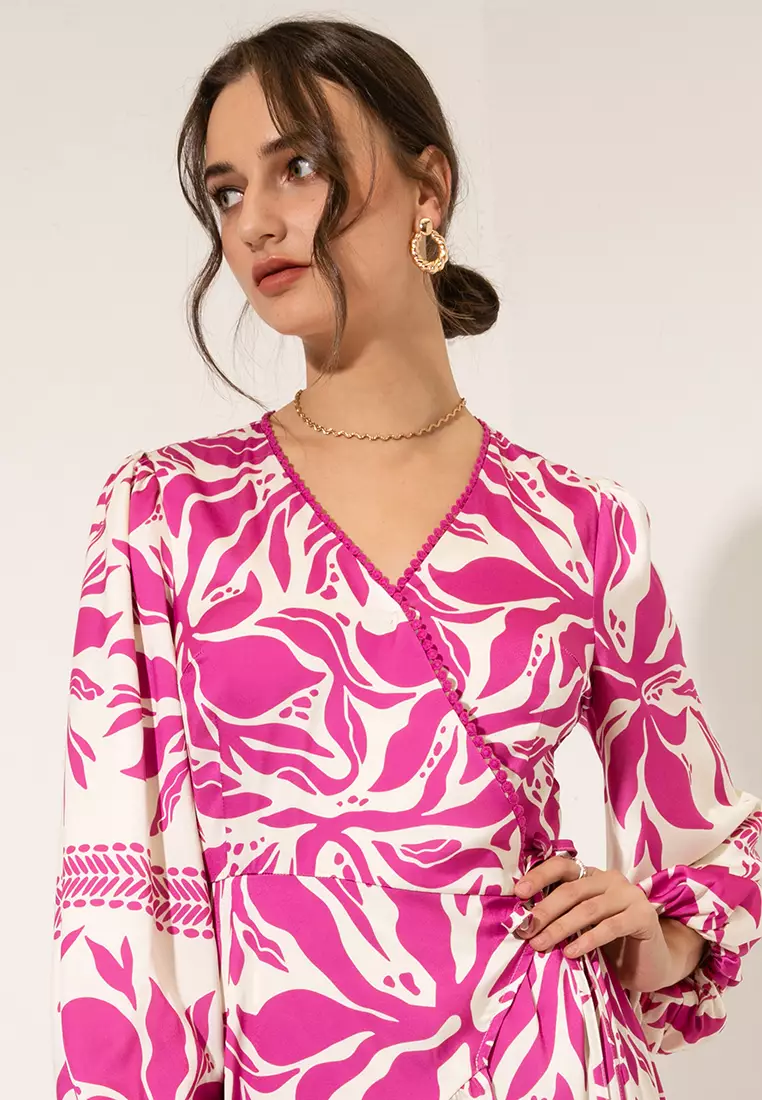Buy Zalia Recycled Polyester Tribal Wrap Dress Online | ZALORA Malaysia