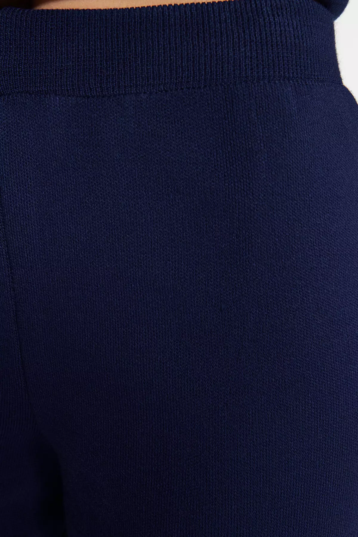 Navy Blue Striped Knitwear Trousers Bottom-Top Set TWOAW24AU00045