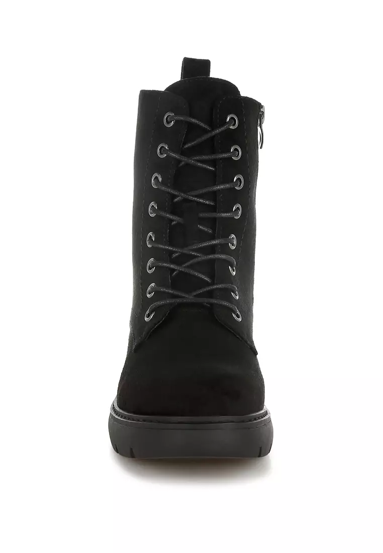 Lace Up High Ankle Boots in Black