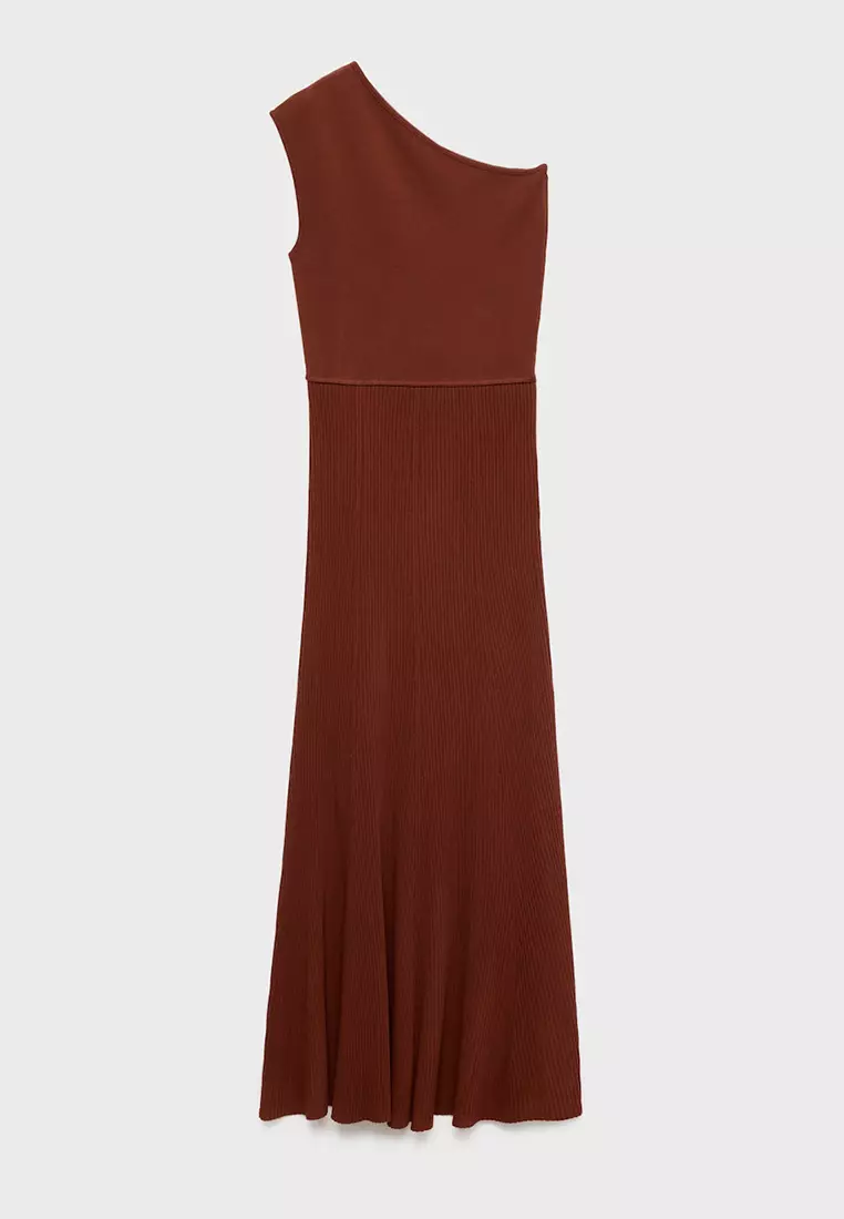 Asymmetrical Combined-Knit Dress