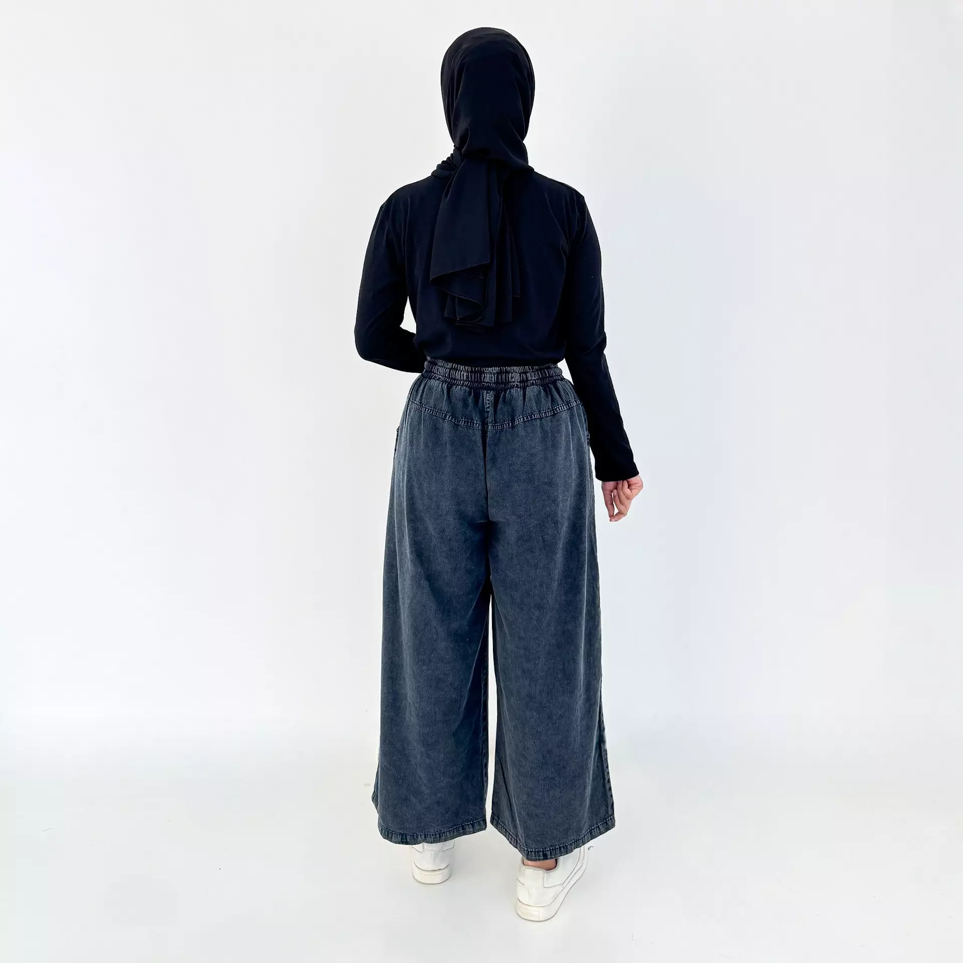 Emma Denim Culotte [DARK SNOW BLACK] Celana Panjang Wanita Size M-4L