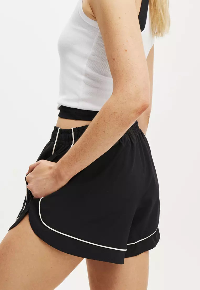 Woven Curved Hem Shorts